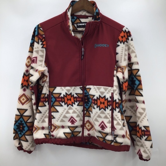 Hooey Other - Hooey Youth Burgundy Aztec Pattern Fleece Jacket